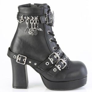 Goth Platform Heel Heart Lace Up Ankle Boots